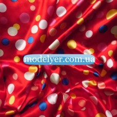 Ткань Атлас горох разноцветный